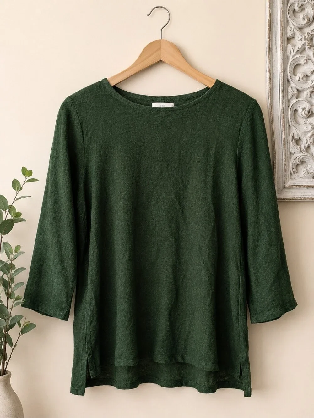 J. Jill Linen Blend Top | Forest Green | Medium | Lightweight - Picture 1 of 4